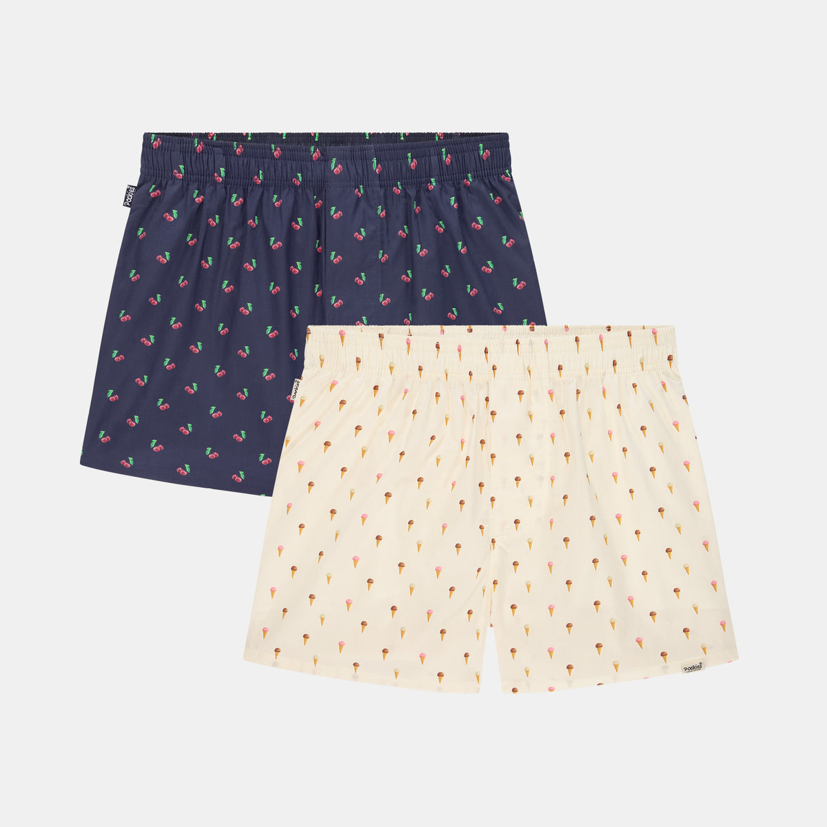2-Pack Cherries 'n' Icecream boxer shorts by Pockies, front view