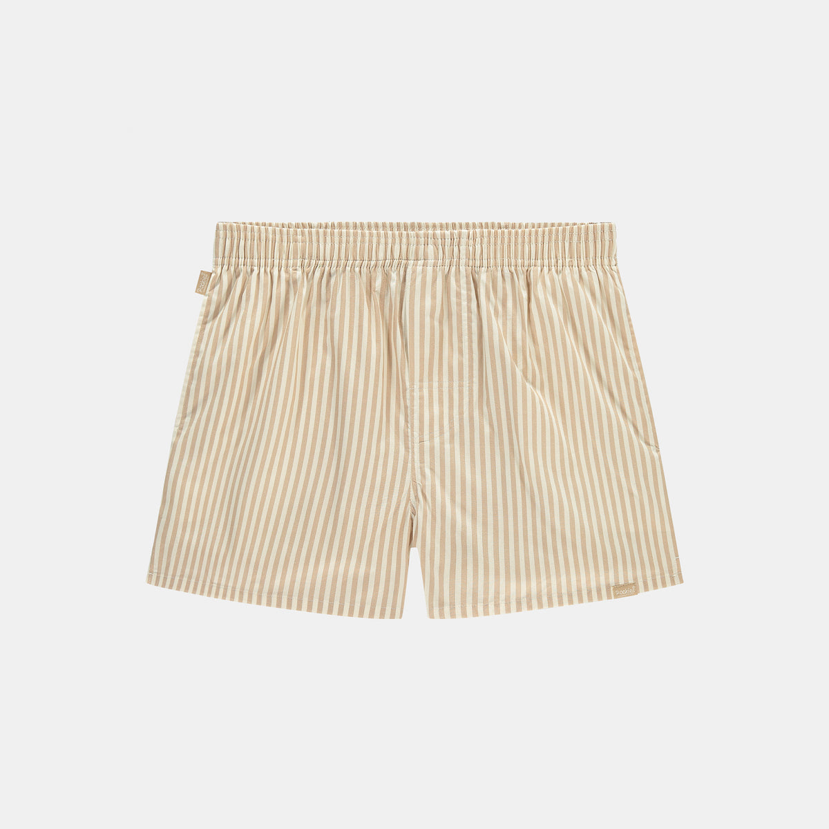 Pocketless Sand Striped boxer shorts by Pockies, front view