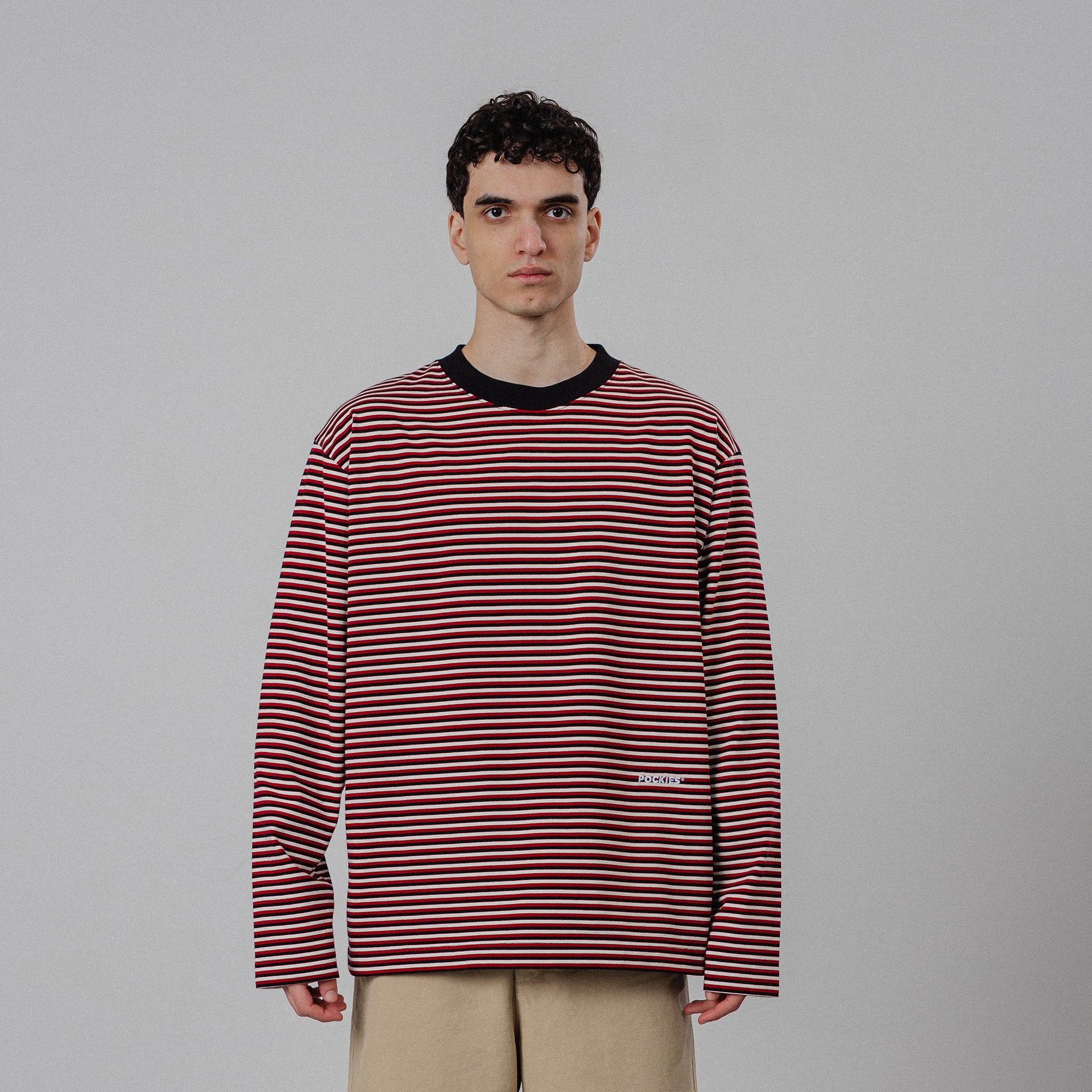 Striped LS - Red/Faux Black/OW