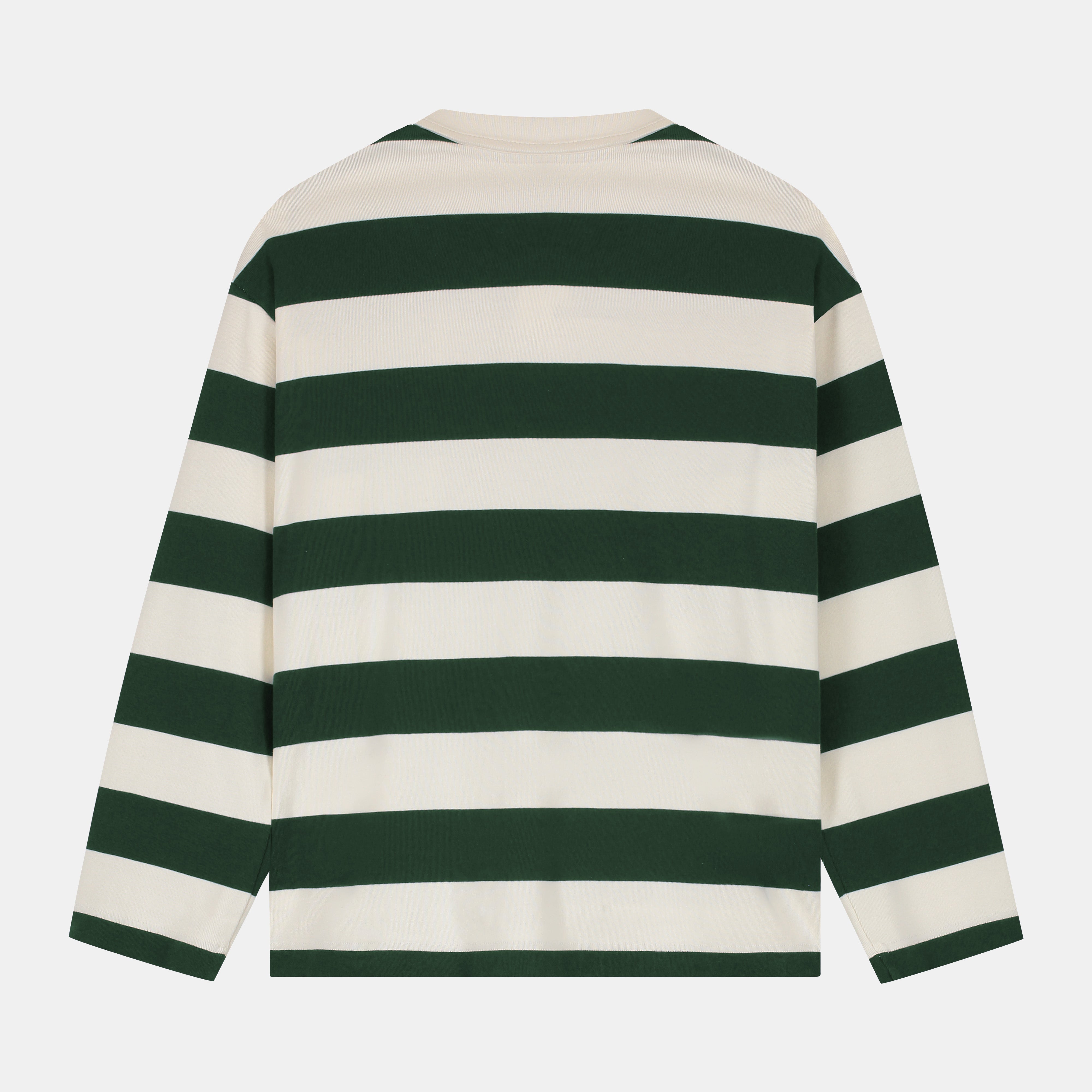 Striped LS Polo - Forest Green/OW