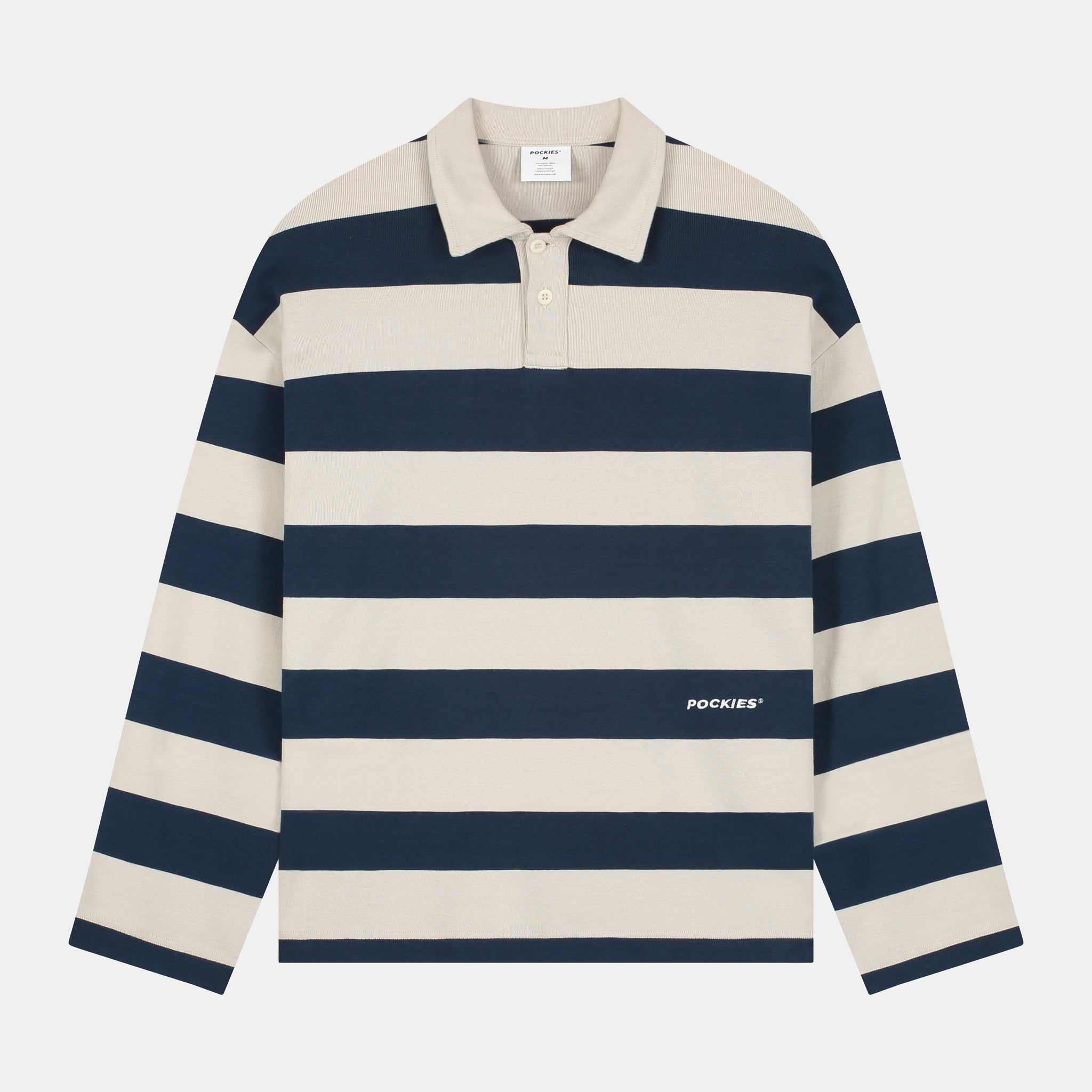Striped LS Polo - Navy/OW