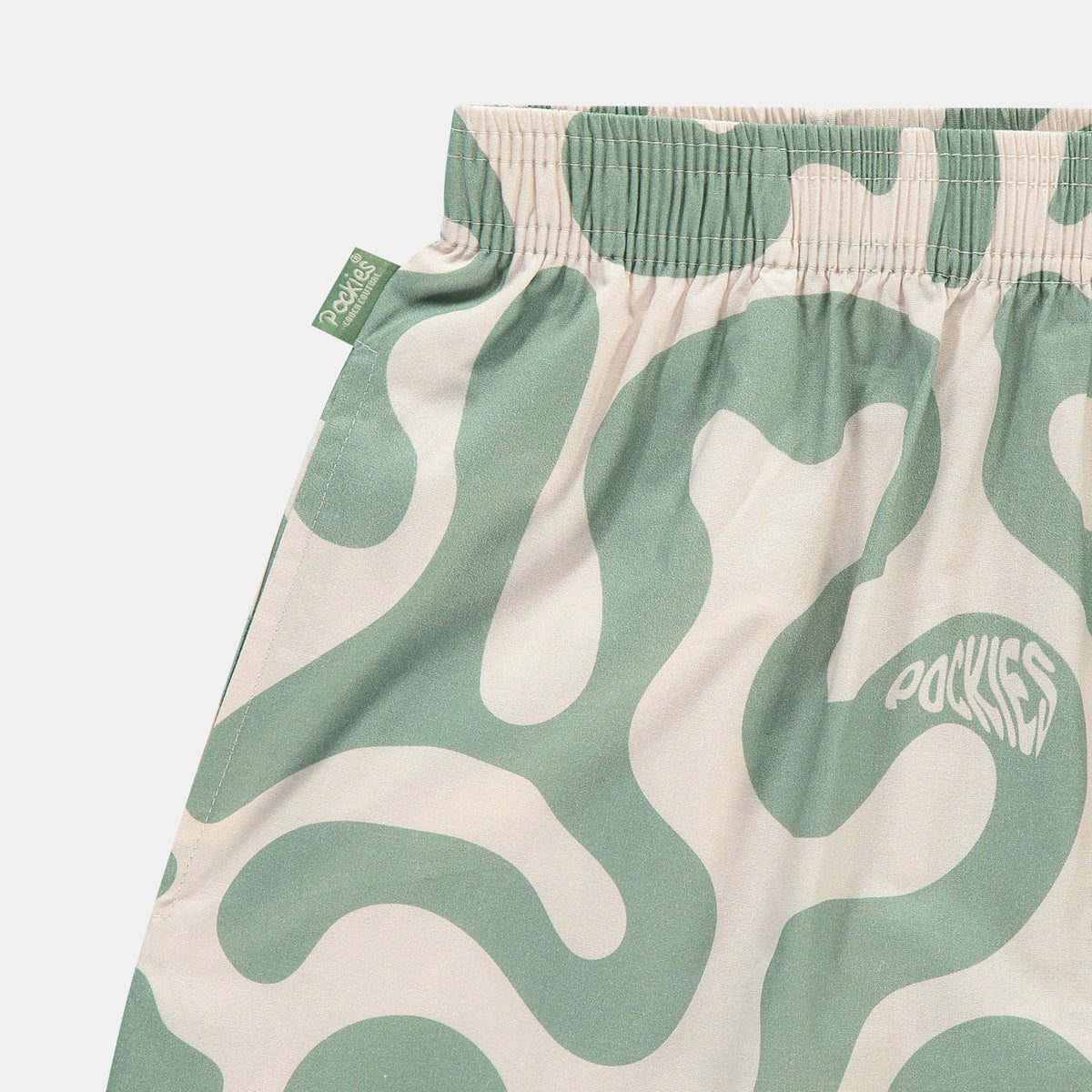 Green Swirls boxer shorts by Pockies, detail