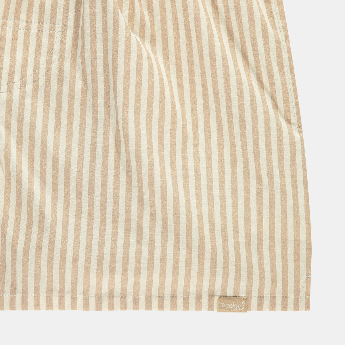 Pocketless Sand Striped boxer shorts by Pockies, detail